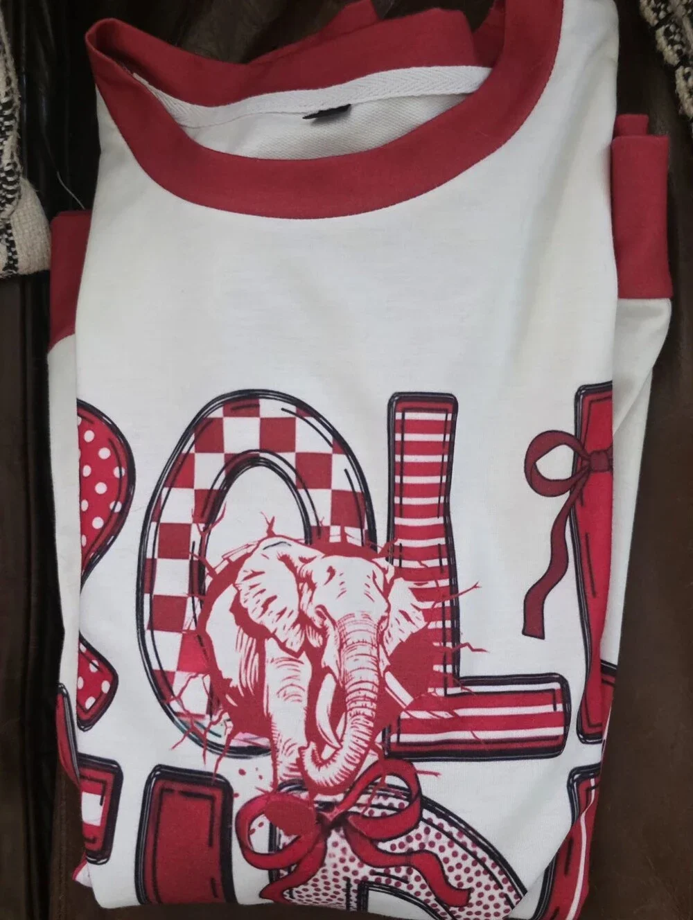 Red & White 'Roll Tide' Adult Long Sleeve Shirt SZ M